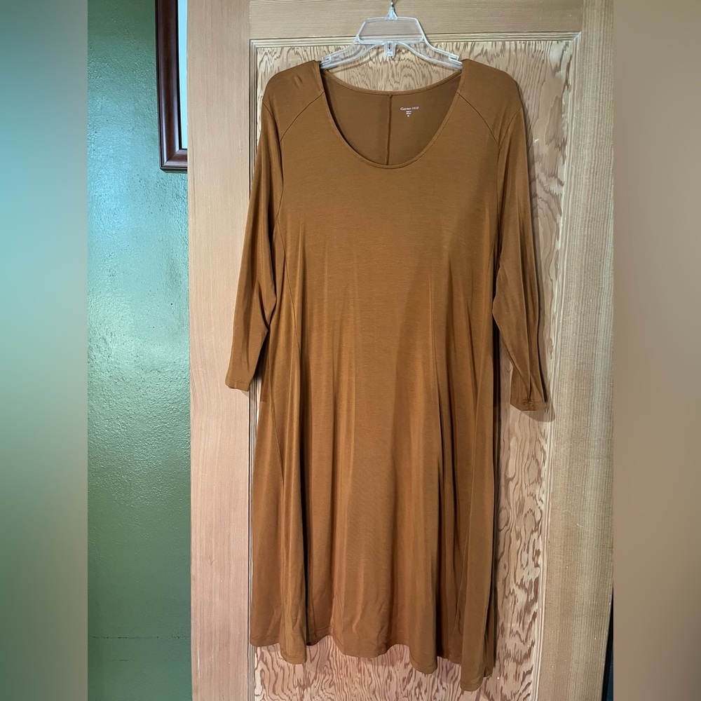 Garnet Hill Cinnamon 3/4 Length Sleeve Swing Dress